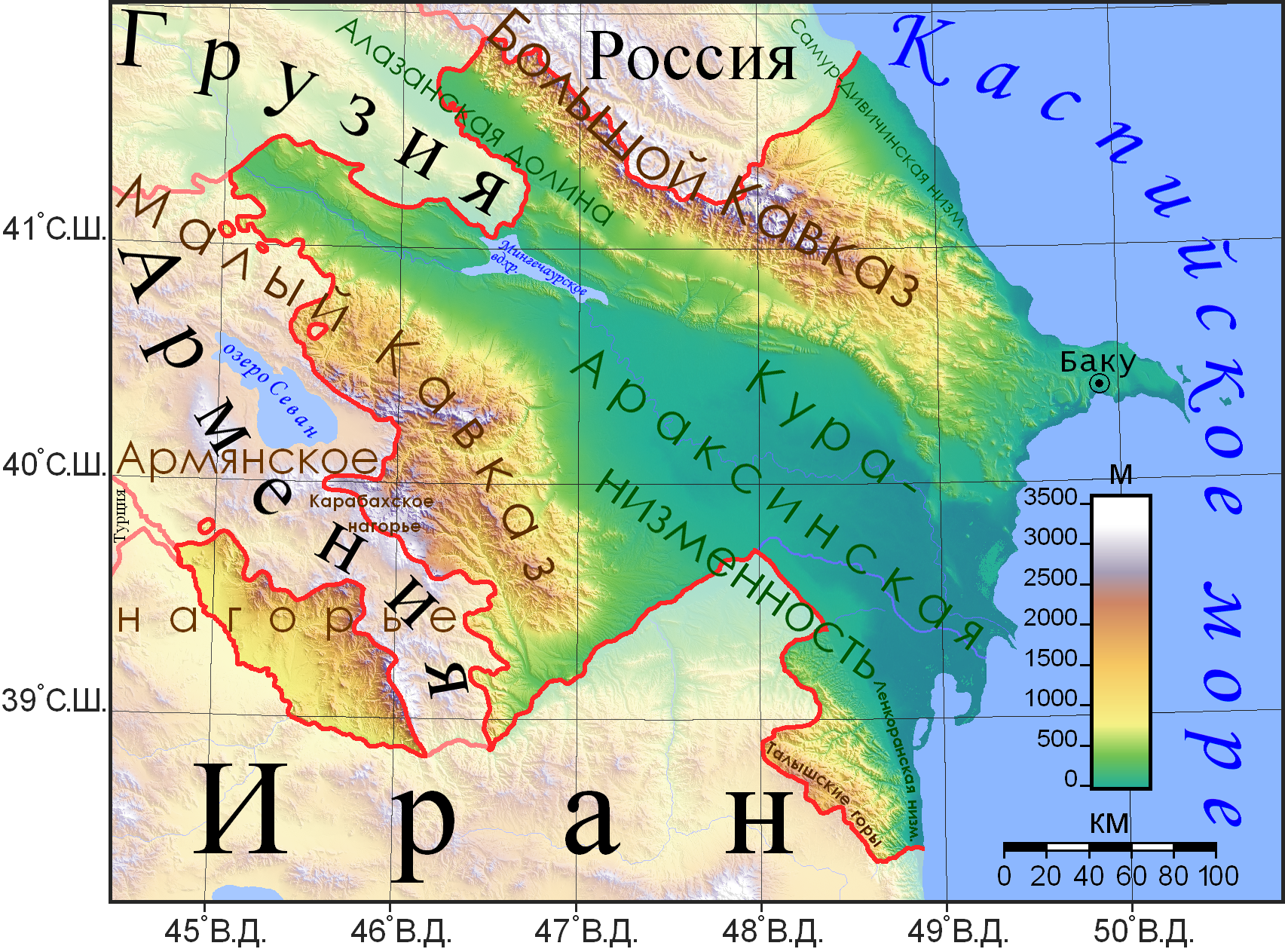 Физ карта Азербайджана