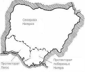 Granițele protectoratului în 1900.
