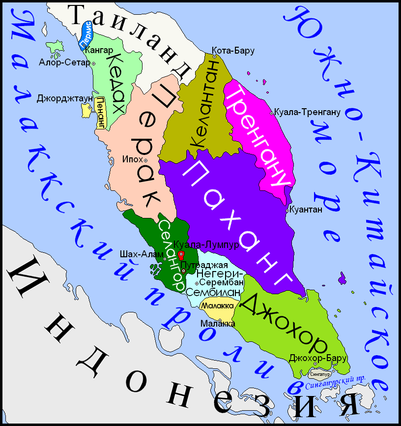 Малаккский полуостров карта