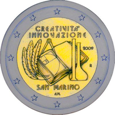 Файл:€2 commemorative coin San-Marino 2009.jpg