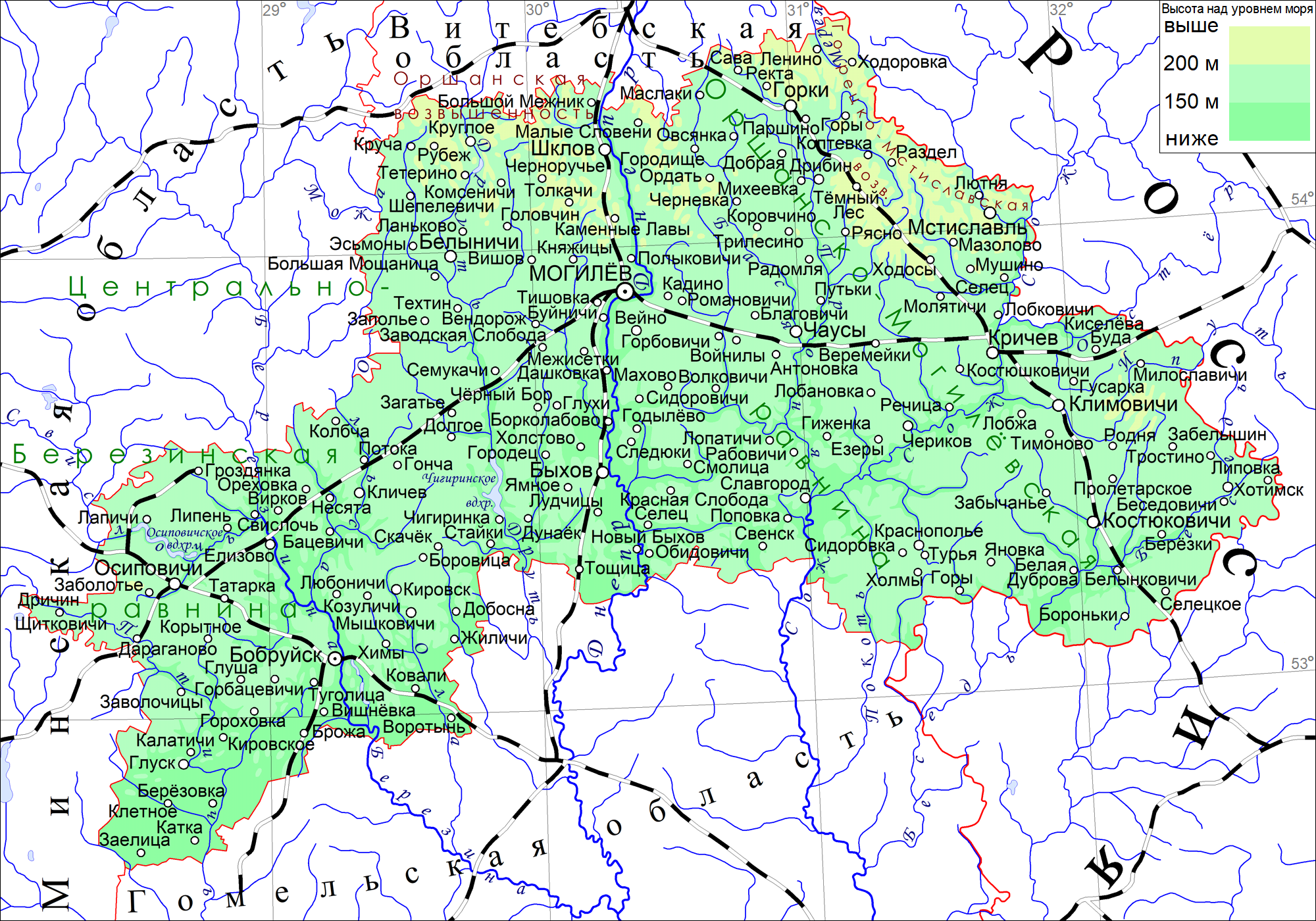Карта могилевской области подробная с деревнями