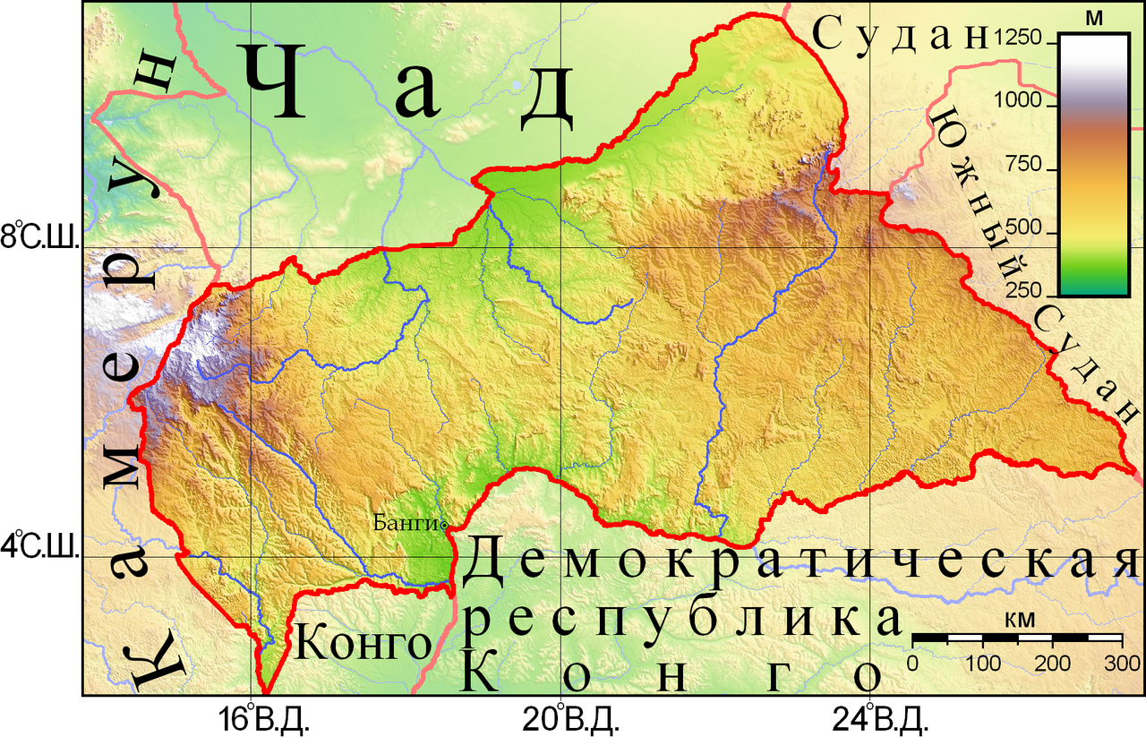 Центральноафриканская республика карта