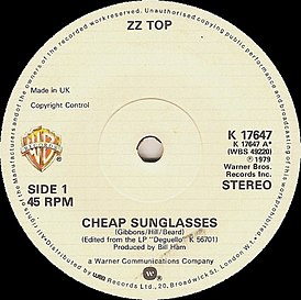 Обложка сингла ZZ Top «Cheap Sunglasses» (1979)