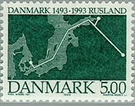 Inauguration of Denmark-Russia submarine cable. Denmark stamp (1993)