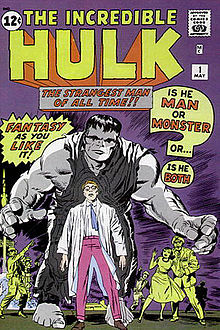 Обложка комикса The Incredible Hulk #1 (май 1962).Художники: Джек Кирби и Пол Рейнман.