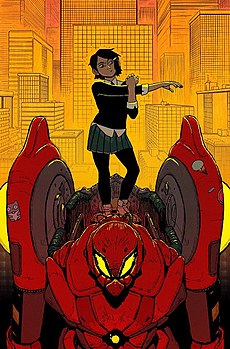 Пени Паркер и SP//dr на обложке Edge of Spider-Geddon #2 (Октябрь 2018) Художник — Джек Уайатт.