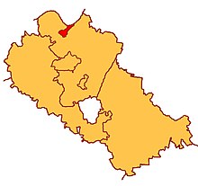 Красным цветом выделено Каменское городское поселение на карте Вичугского района
