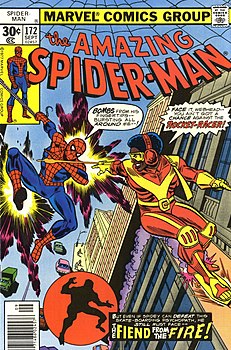 Реактивный гонщик на обложке The Amazing Spider-Man #172 (Сентябрь, 1977) Художник — Росс Эндрю.