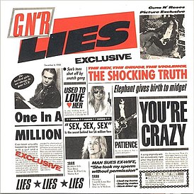 Обложка альбома Guns N’ Roses «G N’ R Lies» (1988)