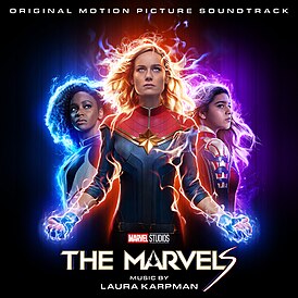 Обложка альбома Лоры Карпман «The Marvels (Original Motion Picture Soundtrack)» (2023)