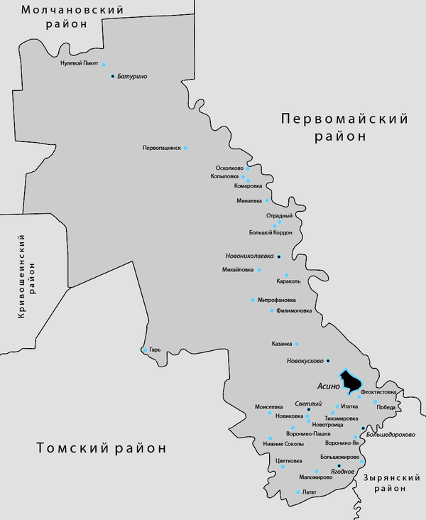 Карта асиновского района томской области с деревнями