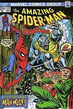 Джон Джеймсон в образе Человека-волка на обложке Amazing Spider-Man #124 (сентябрь 1973)Художник — Джон Ромита