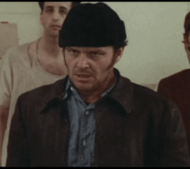 Джек Николсон в роли Р. П. Макмерфи, 1975