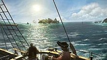 Первый официальный скриншот игрового процесса Armada of the Damned, показывающий открытый мир, окружение которого основано на сеттинге «Пиратов Карибского моря»
