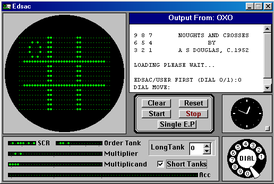 Een OXO-spel dat draait op een EDSAC-computeremulator.