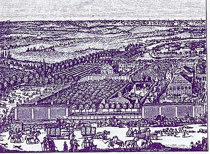 Insediamento tedesco alla fine del XVII secolo.  Incisione di Heinrich de Witt