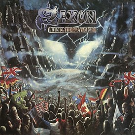 Обложка альбома Saxon «Rock the Nations» (1986)