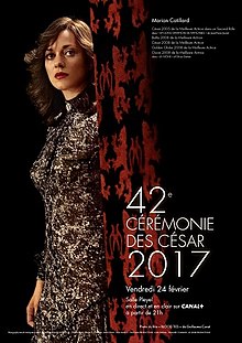 Plakat for den 42. ceremoni med skuespillerinden Marion Cotillard