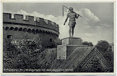 Скульптура «Немецкий Михель», 1904, Кёнигсберг, старая немецкая открытка