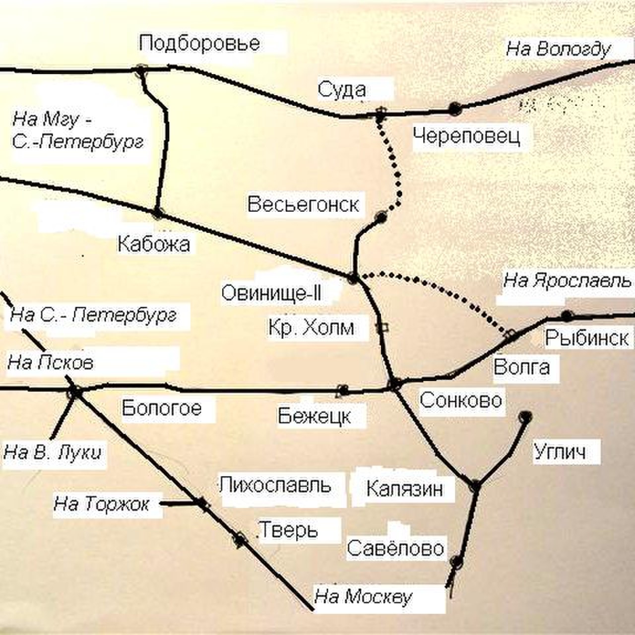 Карта железных дорог тверской области