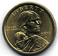 Voorzijde van de Sacagawea-dollar