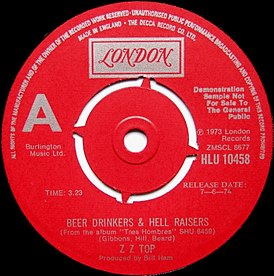 Обложка сингла ZZ Top «Beer Drinkers & Hell Raisers» (1974)