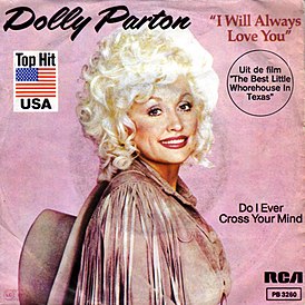 Portada del sencillo de Dolly Parton "I Will Always Love You" (1974)
