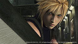 Кадр из технологического демо Final Fantasy VII на PlayStation 3, где изображён Клауд Страйф.