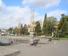 Памятник 300-летию Липецка у Комсомольского пруда