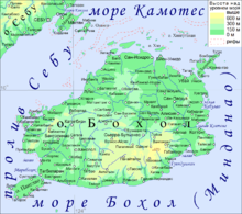 Физическая карта острова Бохол