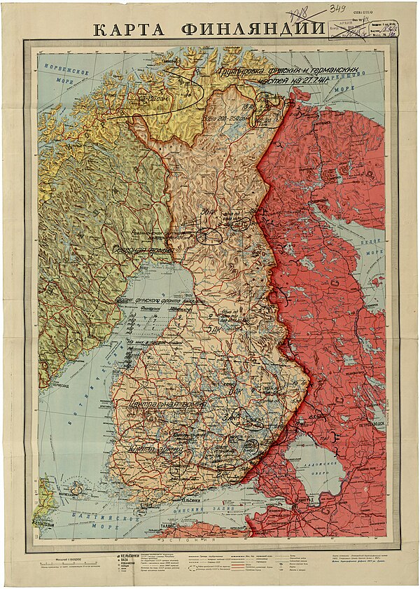 Карта финляндии после 1939 года