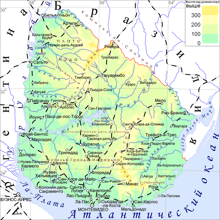 Уругвай столица на карте. Физическая карта Уругвая. Карта Уругвая географическая. Карта Уругвая географическая карта. Географическое расположение Уругвая.