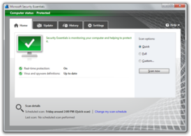 Screenshot von Microsoft Security Essentials