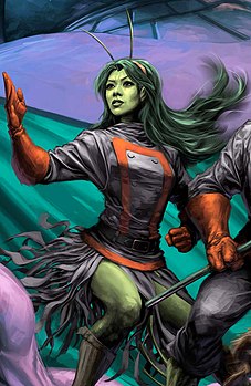 Мантис на обложке комикса Guardians of the Galaxy vol. 2 #19 Художник — Алекс Гарнер.