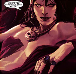 Morgana le Fay en Mighty Anengers #9 (febrero de 2008) Diseñado por Marko Djurdjevic.