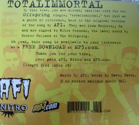Обложка сингла AFI «Totalimmortal» (1999)
