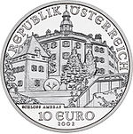 2002 Oostenrijk 10 Euro Ambras Castle front.jpg