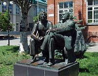 Monument voor Korolev en Gagarin in Taganrog