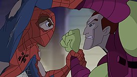 Человек-паук боретсяс Норманом Озборном — Зелёным гоблином