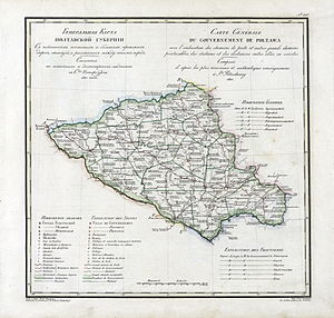 Карта Полтавской губернии 1821 года