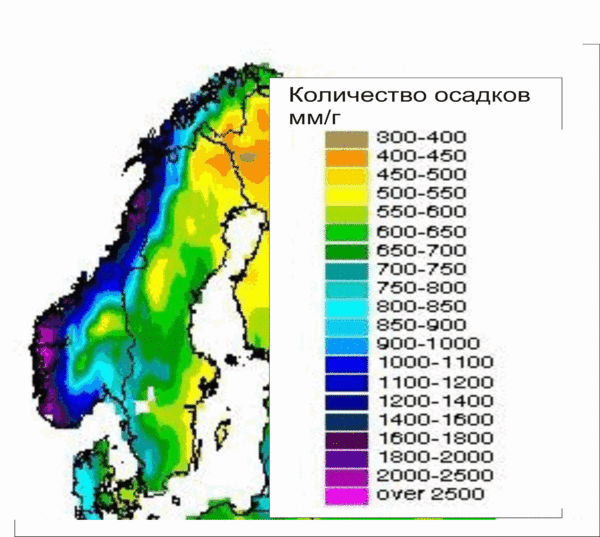 Климатические условия в разных частях швеции
