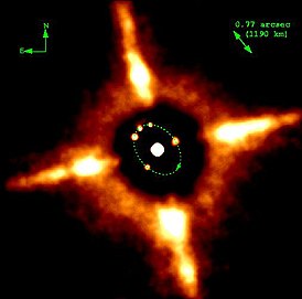 Покадровая съёмка астероида (45) Евгения и его спутника, сделанная при помощи телескопа CFHT