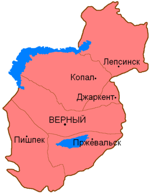 Карта административного деления Семиреченской области