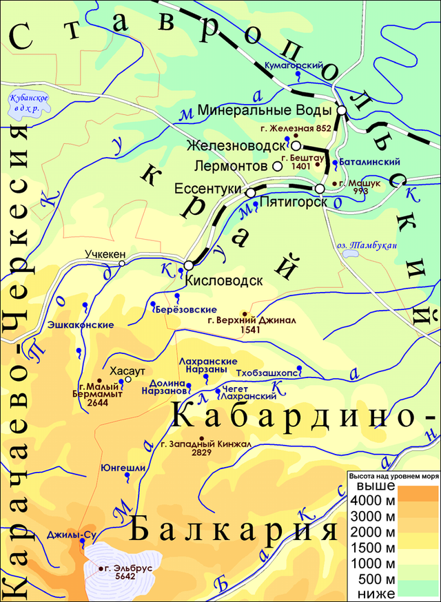 Карта кавминвод подробная