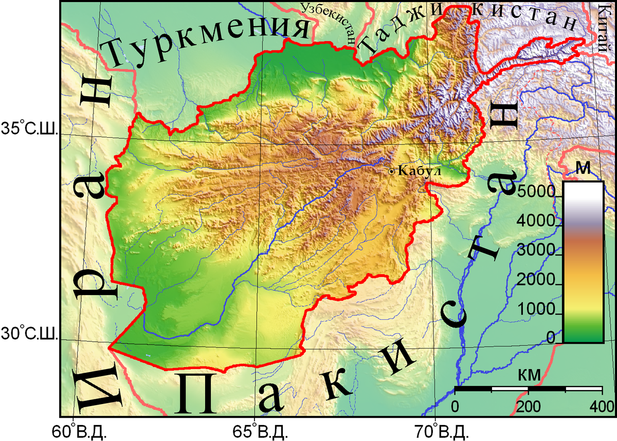 Карта рельефа афганистана