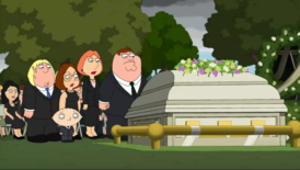 Промокартинка. Похороны одного из главных персонажей сериала, Брайана Гриффина.