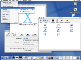 Скриншот рабочего стола OS X 10.0