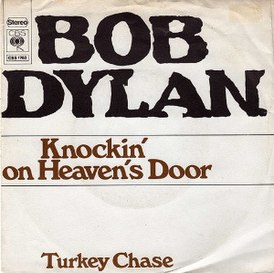 Portada del sencillo de Bob Dylan "Knockin' on Heaven's Door" (1973)