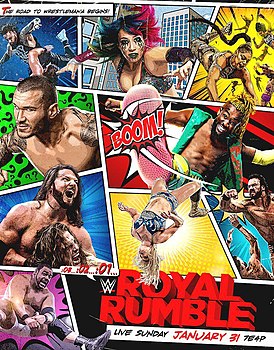 Afiș oficial cu diverși luptători WWE
