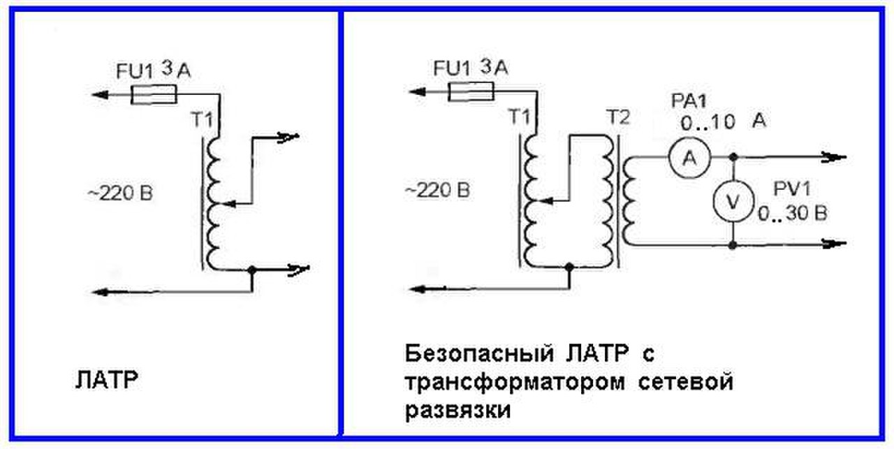 Принципиальная электрическая схема автотрансформатора